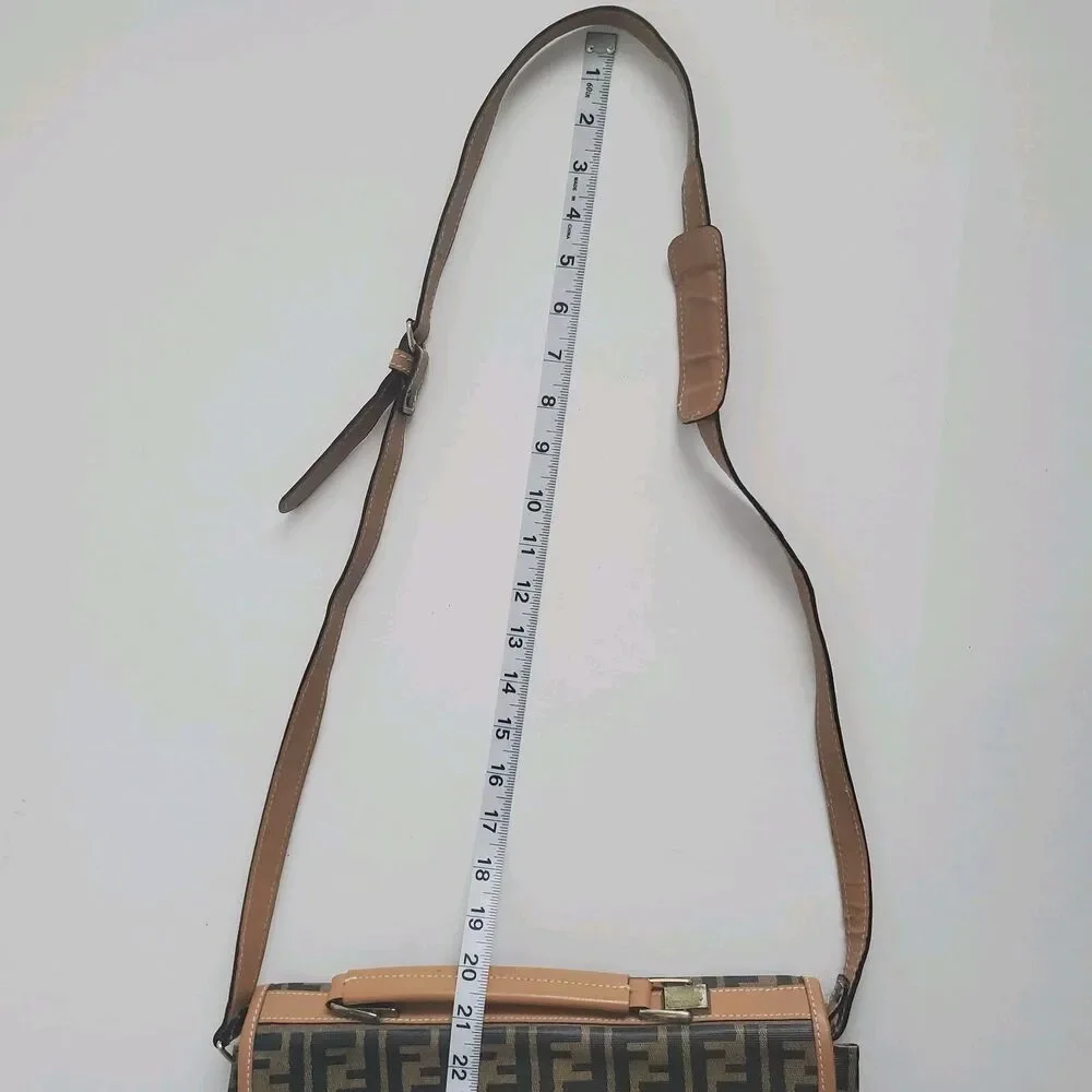 Vintage Fendi Zucca Crossbody Bag Brown FF Monogram Canvas Messenger Italy - Picture 15 of 15